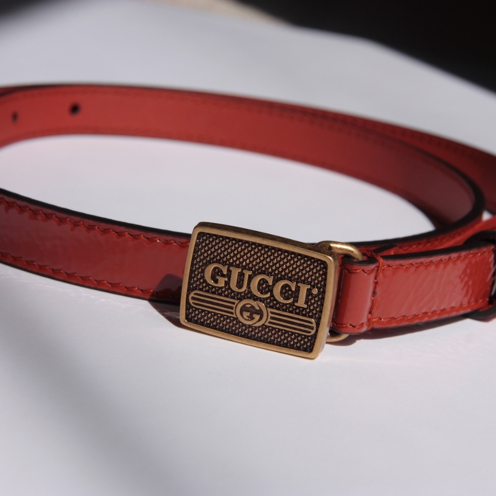 Gucci Patent Leather with Gucci Print Buckle 80 32